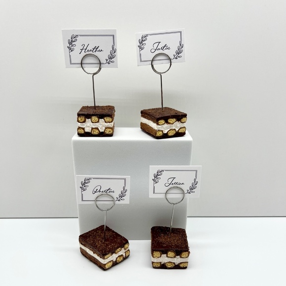 Tiramisu Place Card Holders – Set of 4 – Handmade Clay Mini Dessert Table Décor - Picture 16 of 16